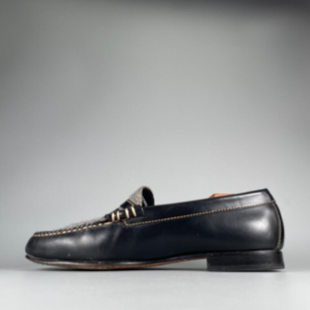 G.H. Bass Weejuns Mens Size 9.5 Black Leather Gray Wool Slip On Penny Loafer GUC - Picture 7 of 9